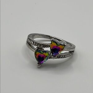 🌙C710 - Fashion ring with Rainbow topaz